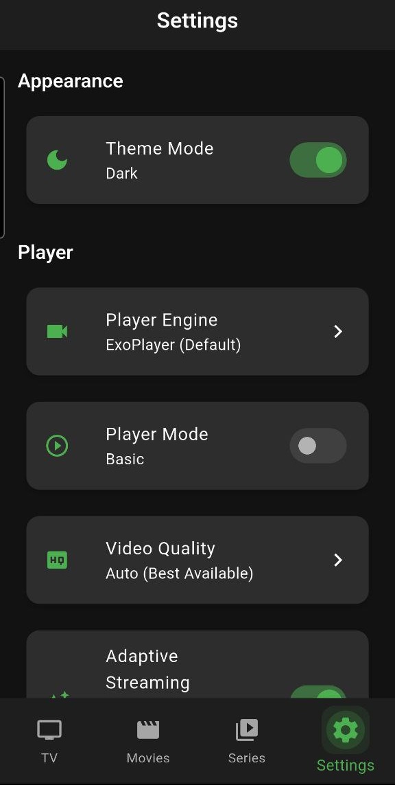 Settings Screen